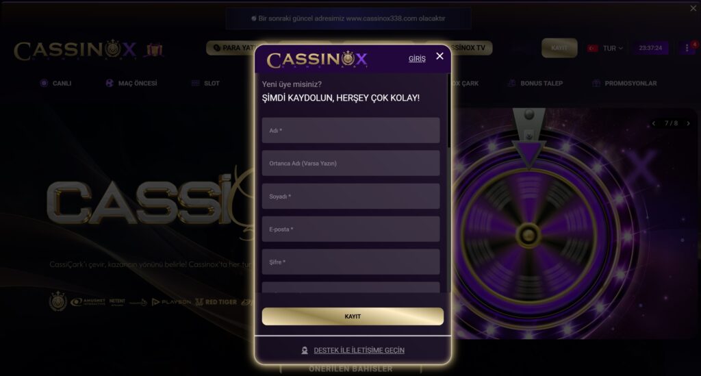 cassinox üyelik